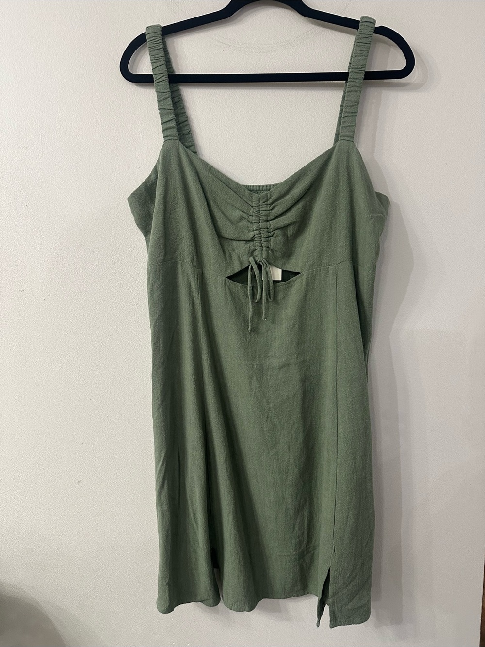 Aeropostale Olive Green Ruched Front Mini Dress